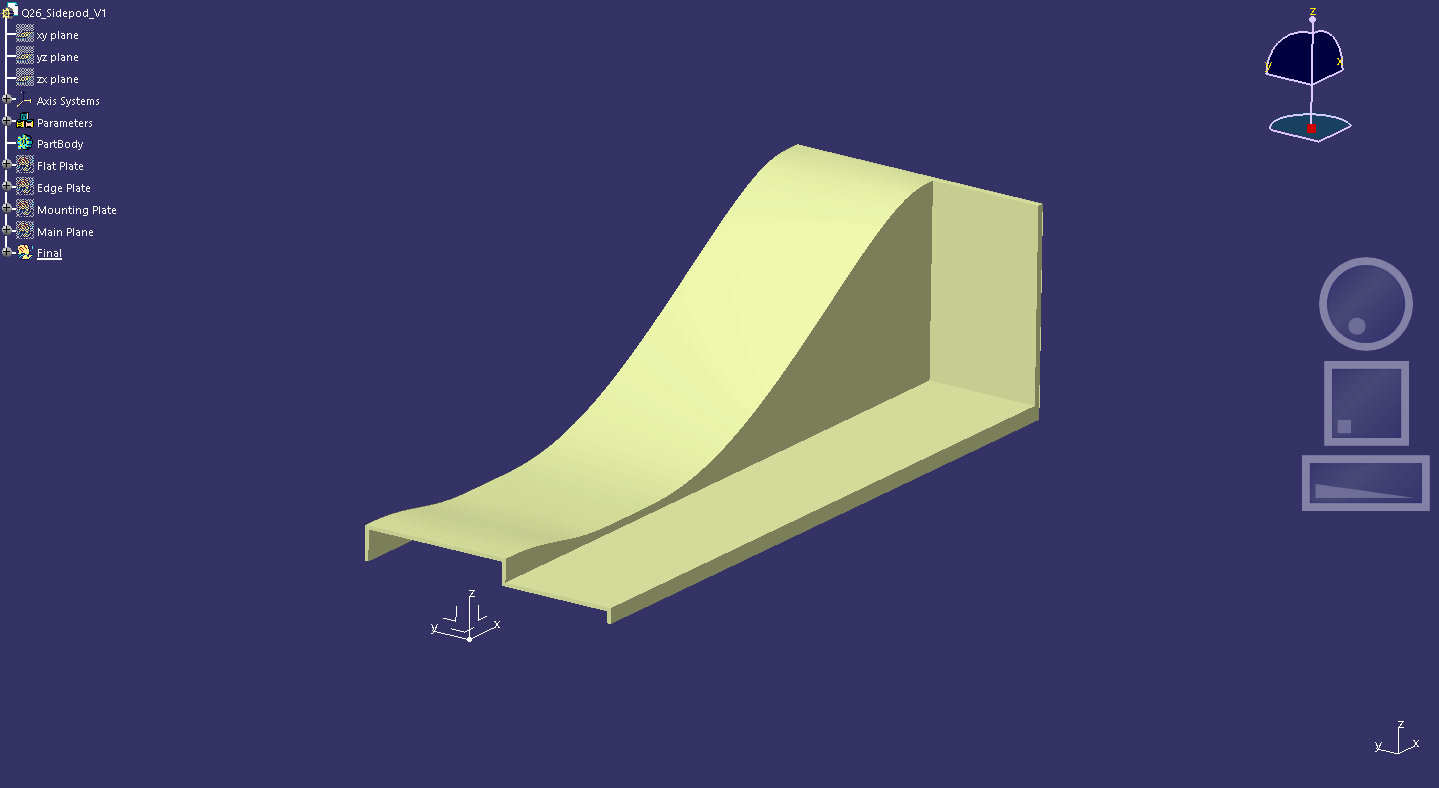 CATIA model of the Q26 sidepod bodywork