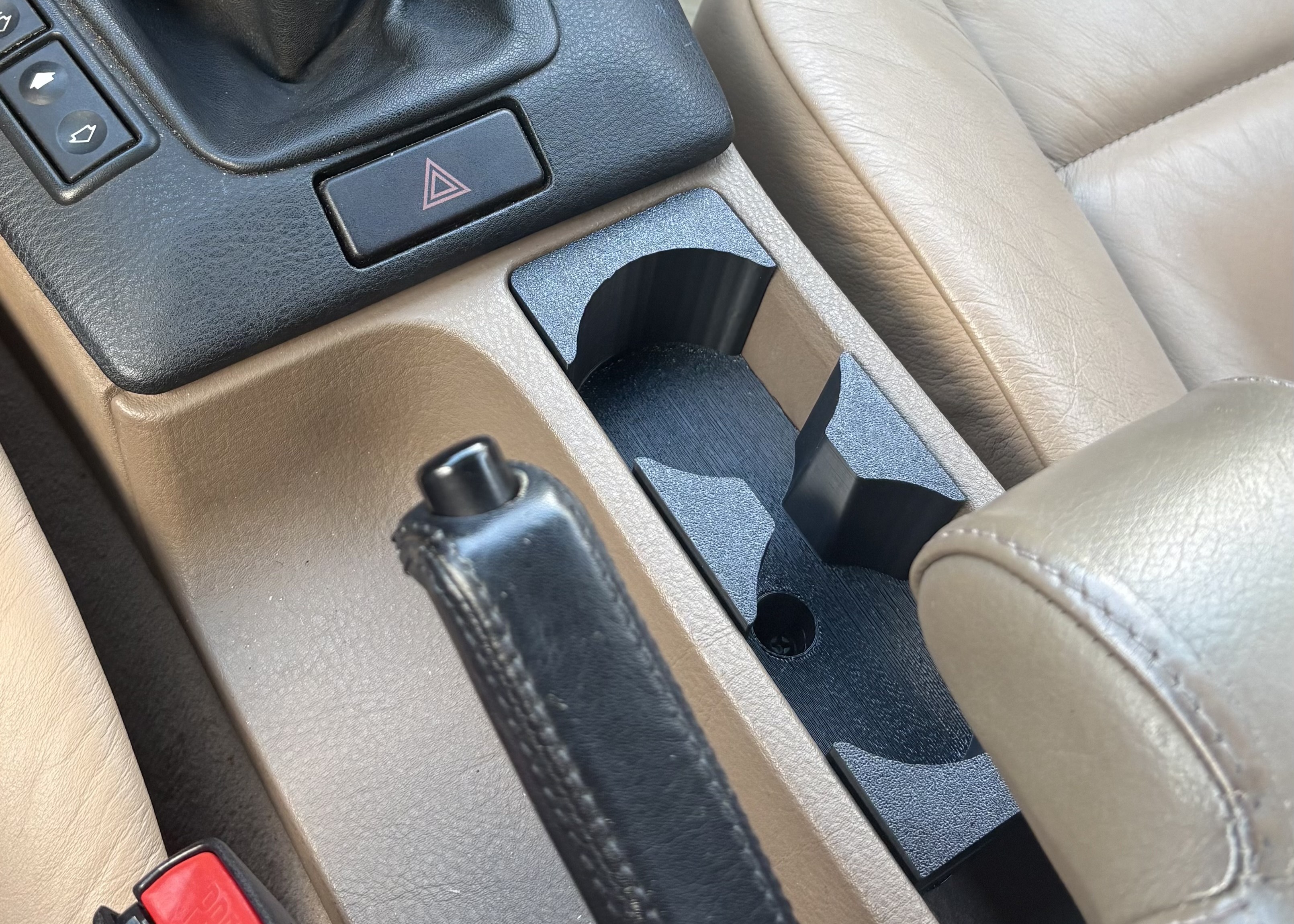 Finished empty cupholder insert in the E36 console