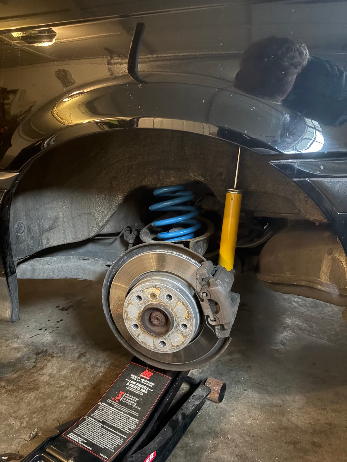 Rear suspension with new Bilstein spring installed